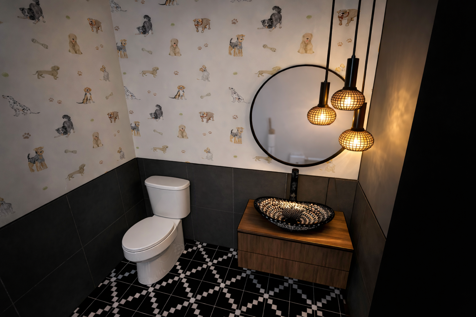 Dog Spa — bath room with pendant lighting