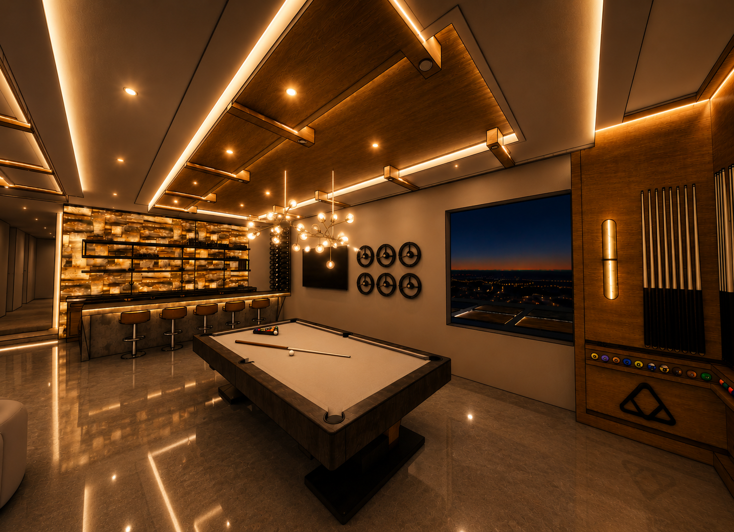 Private Race Car Lounge — pool table area alternate view