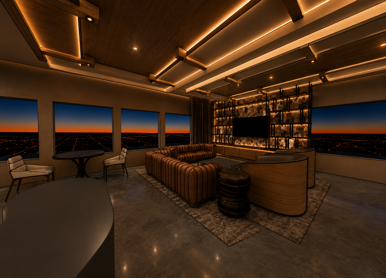 Private Race Car Lounge — alternate seating arrangement